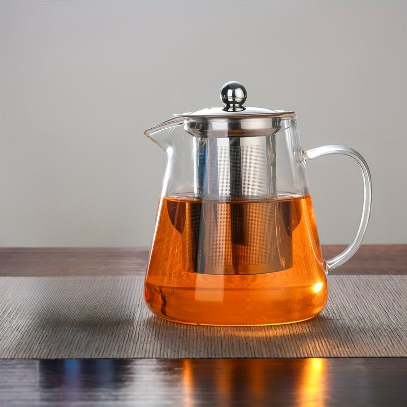 1 pieza de tetera de vidrio engrosado, 18.6oz/25.3oz/32oz/44oz, diseño floral resistente al calor, con filtro de acero inoxidable, apto para lavavajillas, perfecto para la elaboración de té en casa.