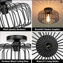 1 pieza de luz de techo semi-retratada negra para granja, instalación de techo de luz de pasillo de jaula de metal, luz de techo industrial ajustada para cocina, comedor, porche, dormitorio (excluyendo bombilla)