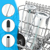 Escurridor de Botellas para Lavavajillas de Acero Inoxidable - Compatible con Todos los Rejillas Estándar, Diámetro de 6mm, Longitud de 27cm, Flujo de Agua Eficiente, con Portabotellas y Utensilios de Vidrio Transparente, Limpieza de Cristalería|Diseño M