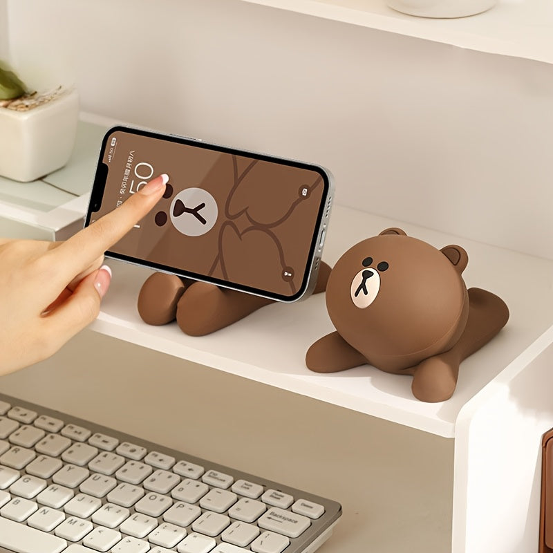 1 Soporte de teléfono de plástico impermeable - Soporte de superficie multifuncional con diseño de oso adorable, perfecto para uso en casa y oficina, ideal para regalo de vacaciones y cumpleaños, accesorio de escritorio | Diseño juguetón | Plástico durad