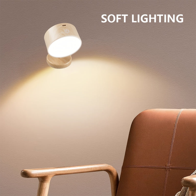 1pc Lámpara de Pared LED Moderna Regulable, Luz de Noche Giratoria 360° para Cama de Madera, Nueva Fuente Dual Delantera y Trasera, Función Táctil, Diseño Magnético, Batería de Litio Recargable Incorporada, Superficie Metálica Pulida, Incluye USB, Adecua