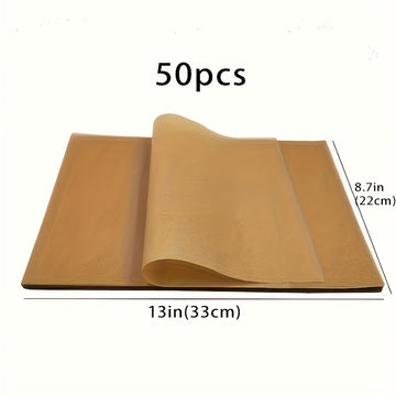 50 Hojas de Papel Pergamino Premium - Antiadherentes para Air Fryer, Vaporera y Horno
