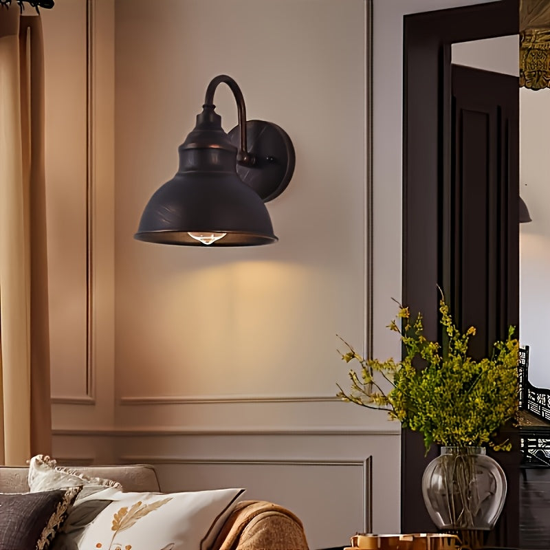 1 pieza, lámpara de pared industrial para granja, fijo en la pared, retro, base de bombilla E26/E27, acabado metálico pulido, ideal para dormitorio, pasillo, decoración de porche, no incluye bombilla, iluminación de pasillo | Lámpara de pared moderna | L