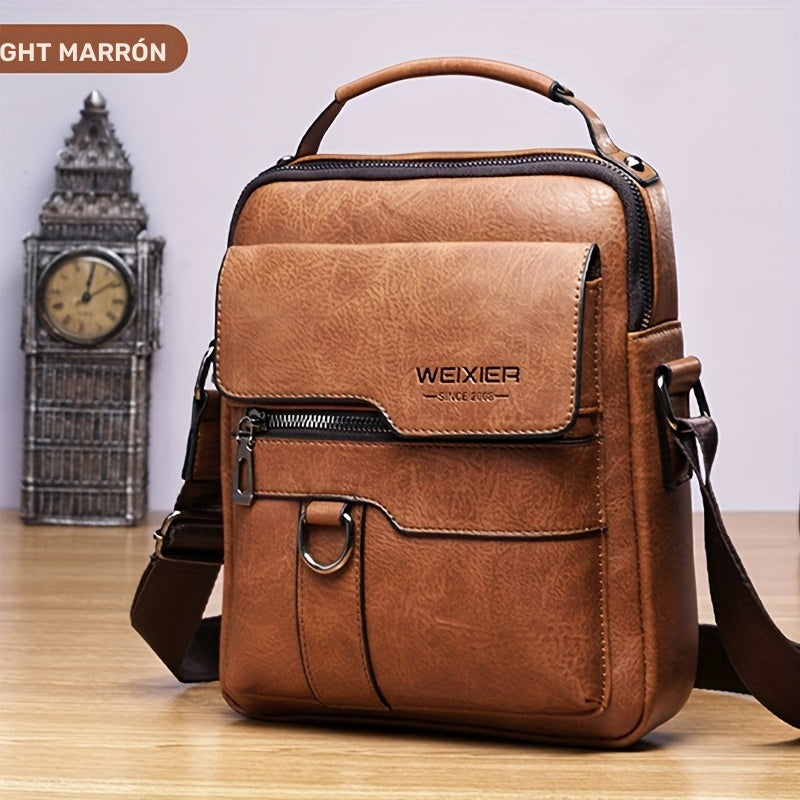 Bolso de mensajero de cuero auténtico para hombre, estilo vintage, bolso de negocios