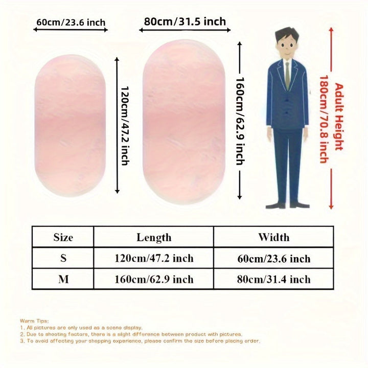 1 pieza de alfombra esponjosa ovalada de 1 cm de grosor, pelo fino, suave y antideslizante, para dormitorio, sala de estar, decoración del hogar, tamaño 80x160 cm o 60x120 cm