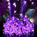 Luces solares de cerezo púrpura, 8 funciones, decoración para patio, balcón, camping, tira LED de ambiente festivo, 1 cuerda de 5 metros con 20 luces o 6.5 metros con 30 luces