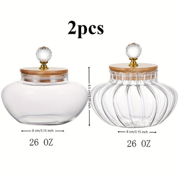 2 piezas de vidrio redondo reutilizable lavable a mano con tapa abatible, no requiere electricidad, multiusos, con frasco sellado de vidrio para almacenamiento de alimentos en la cocina, dulces, refrigerios, granos