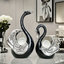 Adorno de cristal de lujo con cisne y bola de cristal, decoración creativa para sala, entrada o gabinete de TV
