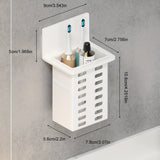 1pc Organizador de Baño Montado en Pared Sin Taladro - Estante Ventilado de Plástico Duradero para Artículos de Aseo, Brochas y Botellas, Almacenamiento Ahorrador de Espacio Blanco y , Fácil Instalación, Estantería para Baño