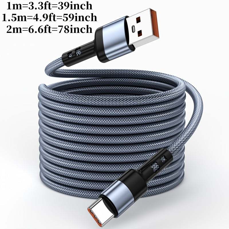 【Nuevo producto de moda】Cable de carga rápida USB-C con diseño moderno y trenzado en nailon resistente, compatible con for Samsung S23, S22, S21, One Plus, Xiaomi y otros dispositivos - Transmisión de datos incluida (100.58cm/149.35cm/201.17cm)
