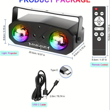 Luces de Fiesta USB con 2 Bolas Mágicas - Efectos Láser y LED, para Hogar, Eventos, Citas - Lámpara Disco Compacta sin DJ, Decoracións para Fiestas, Ambiente Dinámico, Proyección de Alta Calidad, Decoración del Hogar