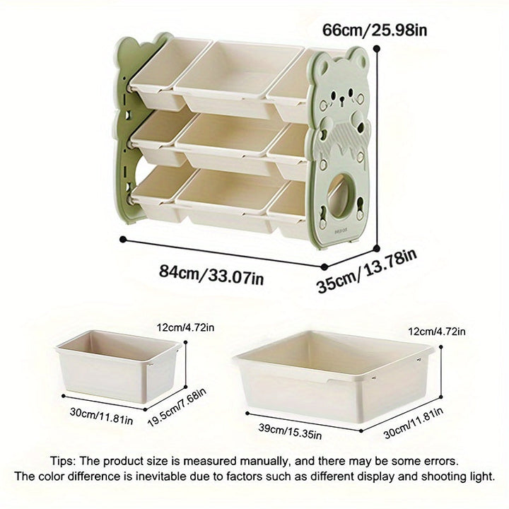 Estantería de Almacenamiento Verde Multinivel para Juguetes con 10 Escenas, Organizador Portátil y Versátil para Libros y Espacio Ahorrador