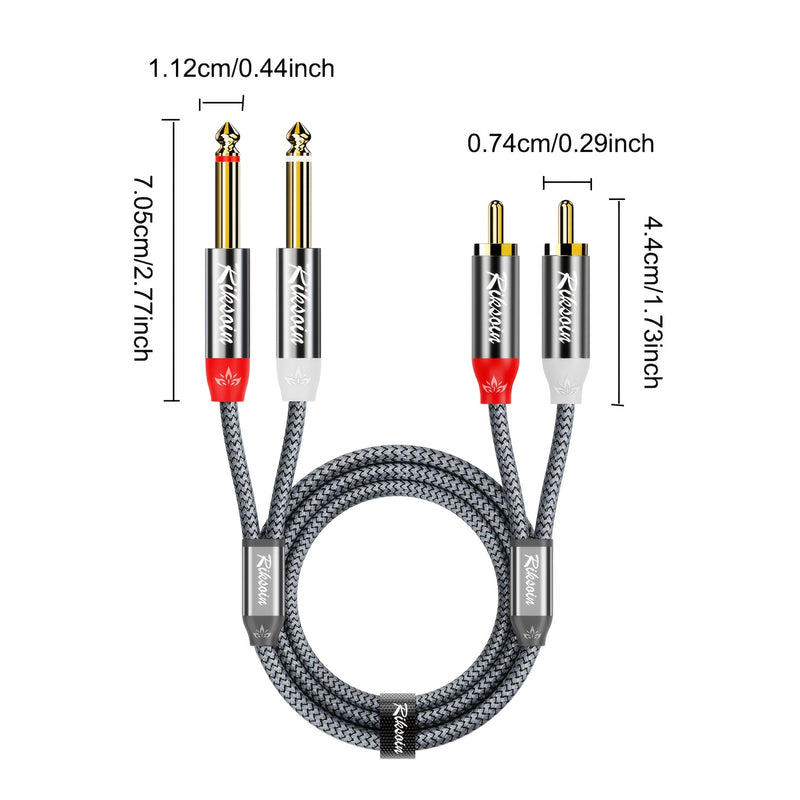 Cable de audio doble 2RCA a doble 6.35mm, cable de interconexión de audio estéreo doble 1/4 de pulgada TS a doble RCA trenzado de nailon compatible con guitarras, altavoces, sistemas estéreo domésticos Eid Al-Adha Mubarak