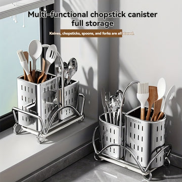 Soporte para vajilla de acero inoxidable 304, escurridor de cocina con base desmontable, organizador de cubiertos, cuchillos, tenedores y palillos, último producto del año 2025