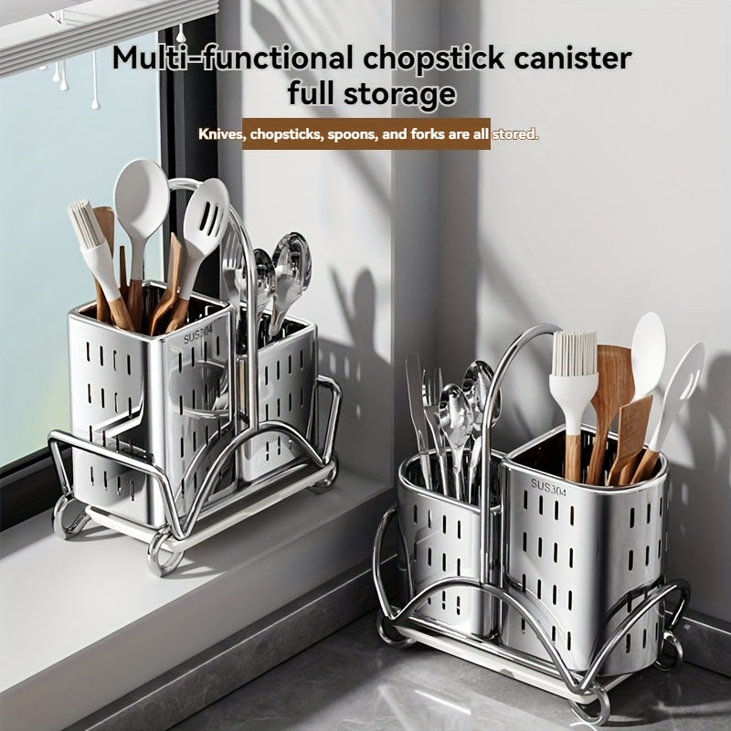 Soporte para vajilla de acero inoxidable 304, escurridor de cocina con base desmontable, organizador de cubiertos, cuchillos, tenedores y palillos, último producto del año 2025