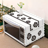 Cubierta de Microondas Elegante a Cuadros Verde y Blanco con Detalles Florales - Fibra de Poliéster Resistente al Polvo, al Sol y al Calor - Ajuste Universal para la Mayoría de Microondas - 35x98cm, Cubierta Resistente al Polvo | Cubierta de Microondas F