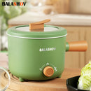 BALASHOV 1.6L Olla Eléctrica Antiadherente con Rejilla de Vapor, Cocinero de Ramen Portátil y Rápido, Ajuste de Potencia, Sartén Antiadherente para Saltear, con Conector US, Alimentación de 110V-130V, para Cocinar Pasta, Fideos, Bistec, Habitación de Res