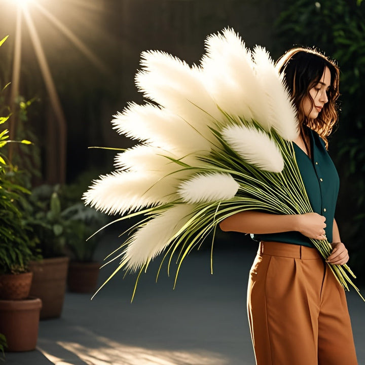 Ramo de paja artificial grande y realista de 35,8" - Decoración elegante para suelo para bodas, hogar y celebraciones estacionales - Plástico, sin recipiente incluido - Ideal para Navidad, Acción de Gracias, Día de la Madre, decoración de bodas