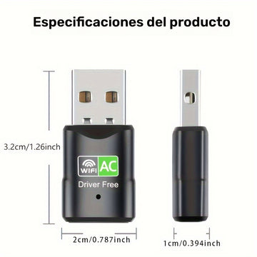 1 pieza, Adaptador inalámbrico USB de doble banda, 600 Mbps, 2,4 G/5,8 G, sin controlador, Plug & Play, sin batería necesaria, compatible con XP/Win7/8/8.1/10/11, ideal para PC y portátiles, conectividad inalámbrica de portátiles | Adaptador sin controla