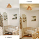 1 pieza, fijo de techo estilo bohemio, fijo de techo de malla de alambre de ratán bohemio, fijo de techo tejido semi-empotrado, adecuado para dormitorio, sala de estar, estudio, pasillo, entrada, baño