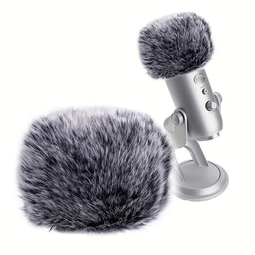 Funda para Micrófono Xuanfengxia Snow Monster Blue Yeti Pro - Lana de Peluche, Esponja a Prueba de Viento y Rocío, Diseño de Bola de Pelo Gris Suave para Reducción de Ruido y Protección contra Rocío, Equipo de Estudio | Funda de Micrófono de Peluche | Fu