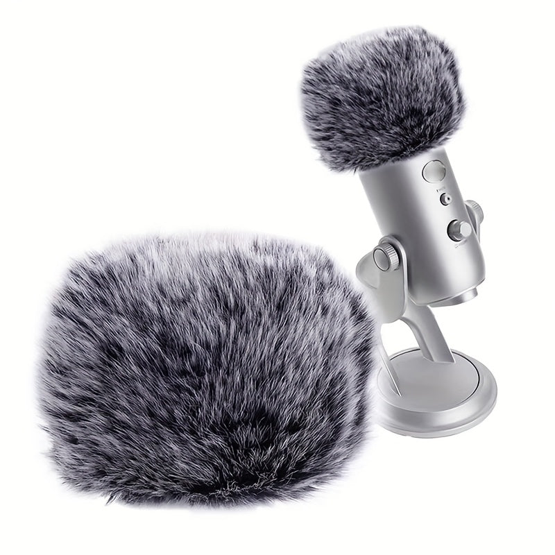 Funda para Micrófono Xuanfengxia Snow Monster Blue Yeti Pro - Lana de Peluche, Esponja a Prueba de Viento y Rocío, Diseño de Bola de Pelo Gris Suave para Reducción de Ruido y Protección contra Rocío, Equipo de Estudio | Funda de Micrófono de Peluche | Fu