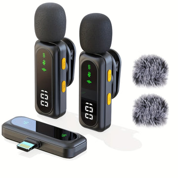 2025 Nuevo Micrófono Mini USB C para iPhone, Android y Cámara con Pantalla LED Utsund sin varillas de Solapa con Reducción de Ruido para Grabación de Video, Entrevistas, Vlogs y TikTok