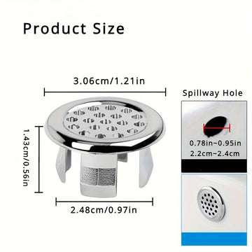 4-Unidad de Cubiertas de Drenaje de Fregadero de Cromo Plástico - Anillos de Parada de Desbordamiento Redondos para Fregaderos de Baño y Cocina - Accesorios de Fregadero de Instalación Fácil