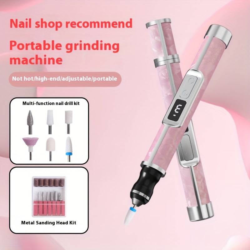 Juego de limas de uñas recargables por USB con 18 cabezales de pulido, herramienta portátil de manicura y pedicura eléctrica, batería de litio duradera y sin olor, incluye lima de uñas y empujador, esencial para salón en casa, regalo de cumpleaños para m