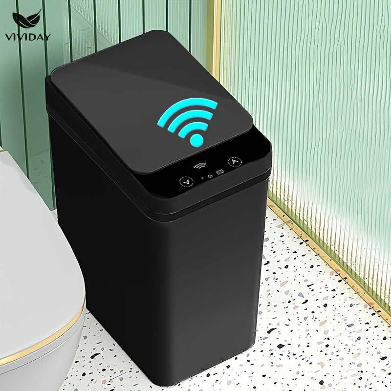 Bote inteligente, pequeño contenedor con tapa para uso doméstico, capacidad de 10 litros, adecuado para dormitorio, baño, oficina, sala de estar, sin batería, bote inteligente con sensor, bote automático de basura con succión eléctrica para baño y sala d