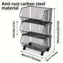 Carrito de Almacenamiento de Cocina Multinivel GDBY - 5/4/3/2 Capas, Cestas de Alambre Metálico Apilables para Frutas y Verduras, Organizador Móvil con Ruedas para Despensa, Baño, Cuarto de Lavado