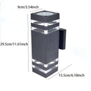 1 ud., Lámpara de Pared Exterior Negra Simple, Sin Fuente de Luz, Doble Cabeza 2-Niveles, Iluminación Arriba y Abajo de 6 Niveles, Base E27 para Bombilla, Carcasa Plástica IP55, Lámpara Cuadrada Montable en la Pared, Adecuada para Patio, Puerta Principal
