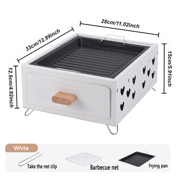 Parrilla cuadrada portátil con recubrimiento antiadherente - Estufa de carbón multiusos para camping, hogar y cocina al aire libre, construcción de acero inoxidable, ideal para hervir té y asar carnes, equipo de cocina al aire libre | Diseño moderno de p