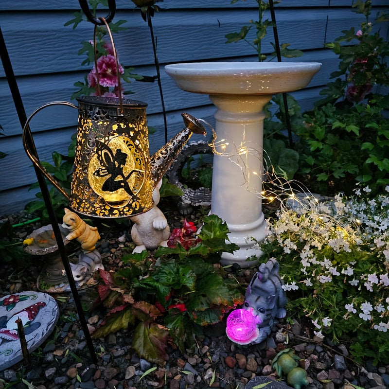 Regadera Solar con Luces Cascada, Farolillos de Metal Colgantes Impermeables para Exteriores, Regalo de Jardinería para Mujeres y Mamás, Decoración Cardinal para Patio, Césped o Senderos