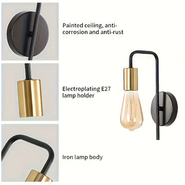 2 piezas de luz de pared semi-incluida de hierro forjado retro, estilo industrial, candelabro de satélite, luz de techo clásica para el hogar, base de bombilla E26/E27, iluminación multifuncional elegante de doble cabeza para dormitorio, estudio, cocina,