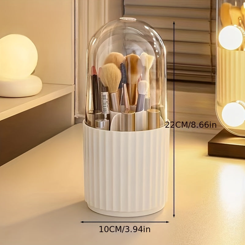 Organizador de Maquillaje Giratorio 360° con Tapa Transparente - Caja de Almacenamiento Espaciosa, Base Estable para Hogar, Salón o Oficina - Construcción Duradera en Plástico, Elegante Diseño, Robusta y Ideal para Aficionados del Belleza