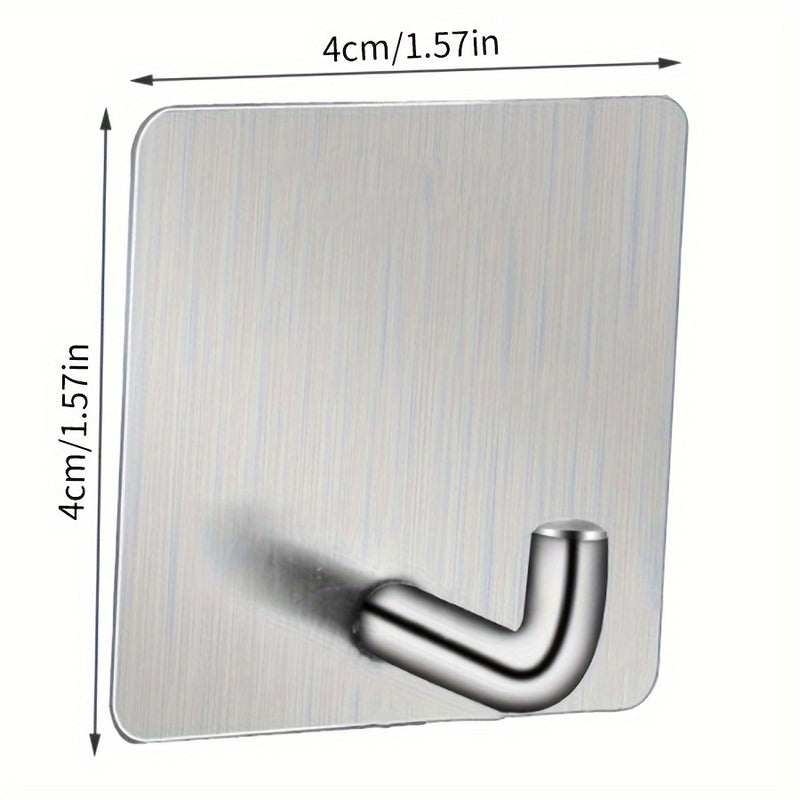 5/21pcs Ganchos Adhesivos de Acero Inoxidable, Ganchos de Pared Fuertes Sin Taladro para Baño, Cocina, Puerta, Ganchos para Toallas y Abrigos de Alta Resistencia, Estilo Contemporáneo, Ganchos de Utilidad