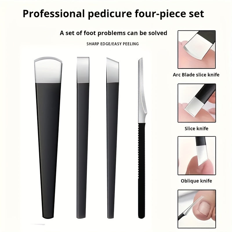 Kit completo para el cuidado de los pies, set de pedicura premium de acero inoxidable - Incluye removedor de callos, cortador de uñas encarnadas, empujador de cutículas y lima para pies suaves