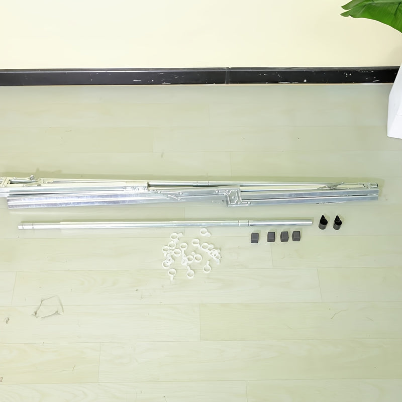 Perchero Plegable de Metal con Barra Doble Ajustable y 20 Ganchos Antiviento, Apto para Uso Interior y Exterior; Solución de Almacenamiento Ahorrador de Espacio para Ropa, Edredones y Ropa de Cama