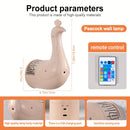 Lámpara de pared de pavos reales - Lámpara de pared de plástico de arte 3D independiente, 16 colores ajustables para diferentes habitaciones - Iluminación con temática animal, control remoto y táctil, batería recargable, adecuada para fiestas en interior