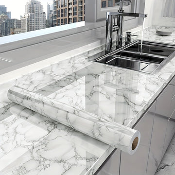 1pc de vinil adhesivo de mármol para encimeras de cocina, 200x40cm, impermeable, resistente al aceite, resistente al calor, papel tapiz DIY para renovación de armarios, estufas, campana extractora
