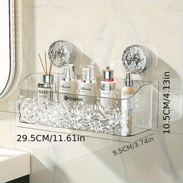 Organizador de Baño con Ventosa de Fácil Instalación - Cesta de Almacenamiento Montada en la Pared para Artículos de Aseo, Sin Necesidad de Taladrar, Decoración de Regalo para Navidad/Halloween