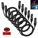 6 cables de micrófono XLR de 3 pies - Negro, conexiones de audio balanceadas de 3 pines para altavoces, mezcladores e iluminación de escenario, cables de equipo de sonido profesional | Equipo de audio profesional | Construcción de cable duradera, accesor