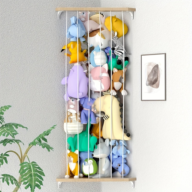 Estantería Ajustable de Madera para Pared - Exhibidor de Animales de Peluche, Decoración Bohemia con Acabado Natural en Madera, Ideal para Todas las Habitaciones o Exposiciones Artísticas Juguetonas