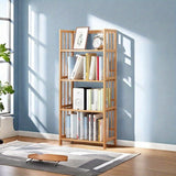 1 estante de bambú de 4 a 6 piezas - Fácil montaje, 3 tamaños disponibles, 4 o 5 niveles, caja de almacenamiento multifuncional, adecuada para hogar, oficina, sala de estudio y sala de estar - No requiere carga, estante amarillo