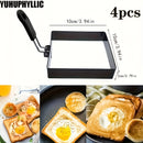 Juego de 4 moldes para tortilla de acero inoxidable, moldes cuadrados para omletes, antiadherentes, aptos para panqueques y sándwiches, máquina para hacer sándwiches de desayuno, utensilios de cocina con carga inalámbrica, herramientas para restaurante