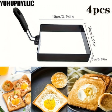 Juego de 4 moldes para tortilla de acero inoxidable, moldes cuadrados para omletes, antiadherentes, aptos para panqueques y sándwiches, máquina para hacer sándwiches de desayuno, utensilios de cocina con carga inalámbrica, herramientas para restaurante