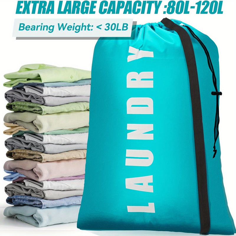 1 Paquete De 2 Piezas, Bolsas De Lavandería Grandes Con Cordón Para Viajes Y Hogar, 24" X 36", Duraderas, Espaciosas, Forma Ovalada Ideal Para La Organización De La Ropa
