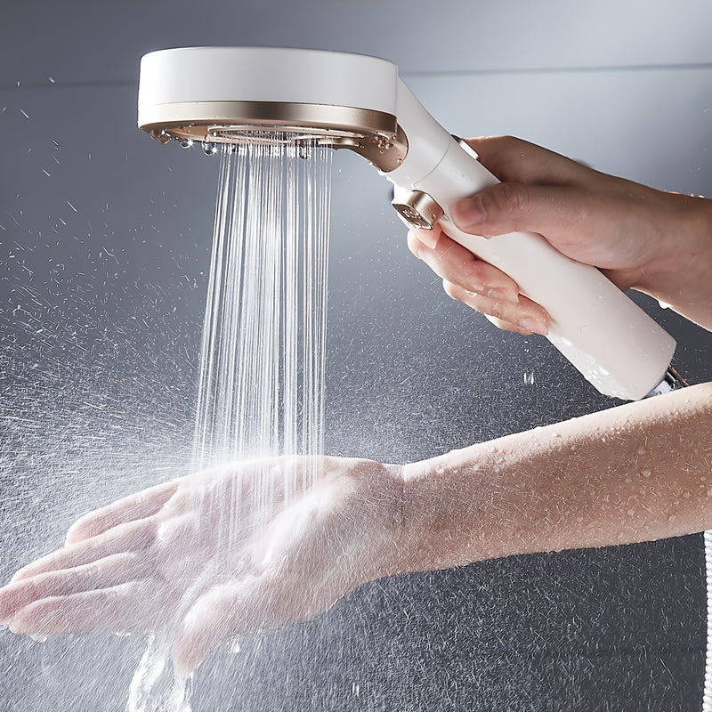 Rociador de Ducha de Anillo a Alta Presión - Cabezal de Ducha Montado en Pared de Plástico Duradero con Flujo Uniforme, Diseño Elegante Blanco para Baño y Ducha, Accesorio Moderno para el Hogar