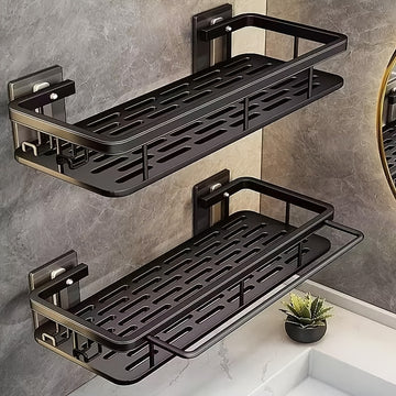 Organizador de ducha montado en pared, gran capacidad, instalación sin taladros, portajabones flotante para baño y cocina, ahorro de espacio, fácil de instalar, organizador de artículos de tocador y cosméticos